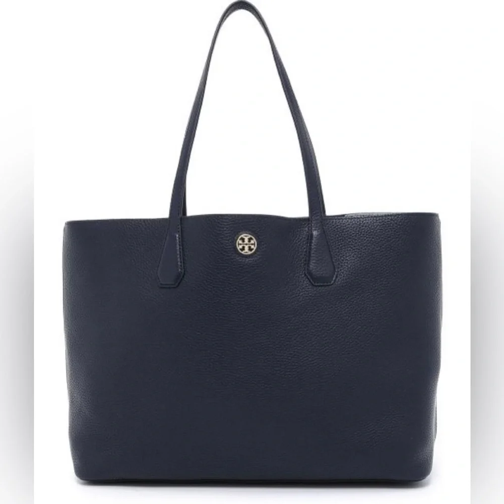 Tory Burch Perry Tote in Navy Blue with Gold Hardware - Picture 1 of 11